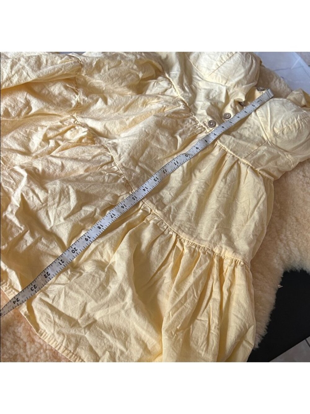 Lemon Yellow Buttoned Mini Dress - Picture 5 of 6